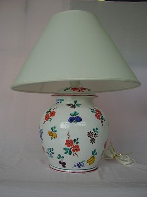 Ceramiche d-Arte di Albisola - Lampada decorata con papaveri, e frutti